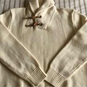Polo Ralph Lauren Alpine Cream Shawl Wool Toggle Sweater